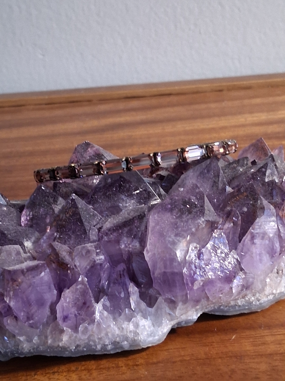 Sorrelli Mauve Crystal Baguette Cuff Bracelet - Picture 2 of 7
